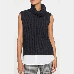 Bloomingdale’s 100% Cashmere Sleeveless Turtleneck Sweater Ribbed Black S
